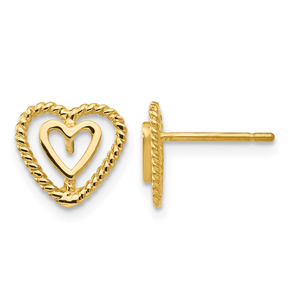 14k Polished Open Heart-in-Heart Post Earrings