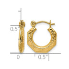 14k Polished Patterned Hollow Hoop Earrings