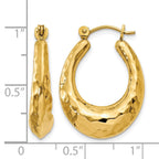 14k Hammered Fancy Hollow Hoop Earrings