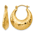 14k Hammered Fancy Hollow Hoop Earrings
