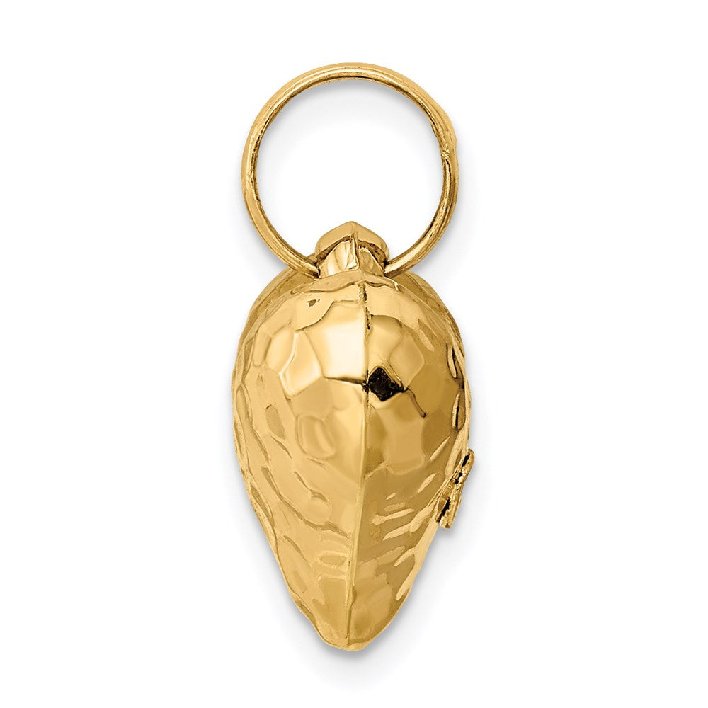 14K Polished and Hammered 3-D Puffed Heart Pendant