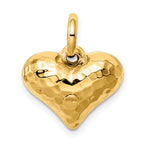 14K Polished and Hammered 3-D Puffed Heart Pendant