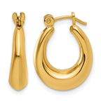 14k Polished Oval Hollow Hoop Earrings