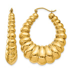 14k Polished Scalloped Hoop Earrings