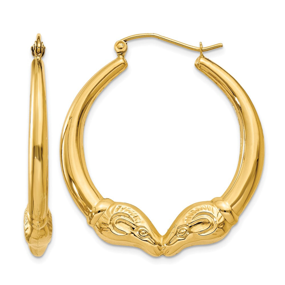 14k Polished Ram Hoop Earrings