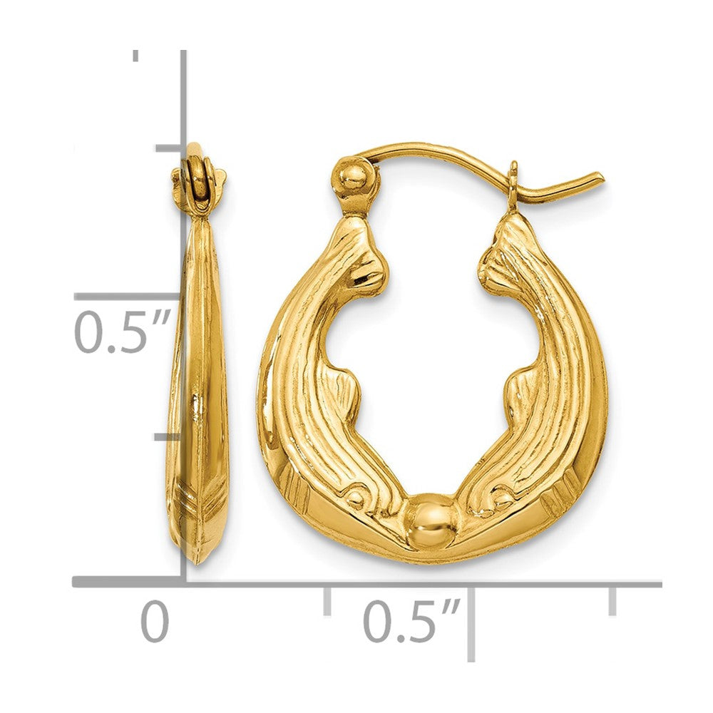 14k Dolphin Hoop Earrings