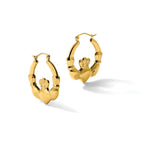 14k Polished Claddagh Hoop Earrings