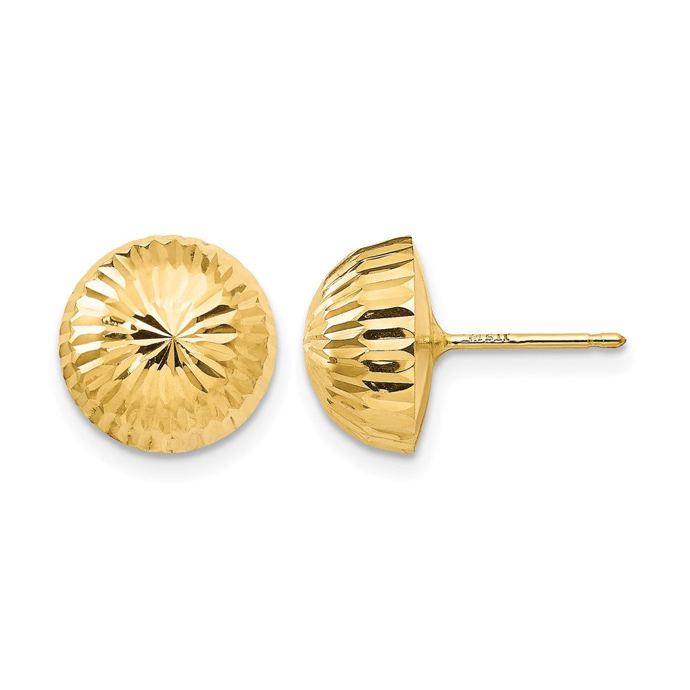 14k Madi K Polished Diamond-Cut 10mm Button Post Earrings