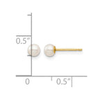 14k Madi K 3-4mm White Round Freshwater Cultured Pearl Post Earrings with Silicone Backs