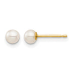 14k Madi K 3-4mm White Round Freshwater Cultured Pearl Post Earrings with Silicone Backs