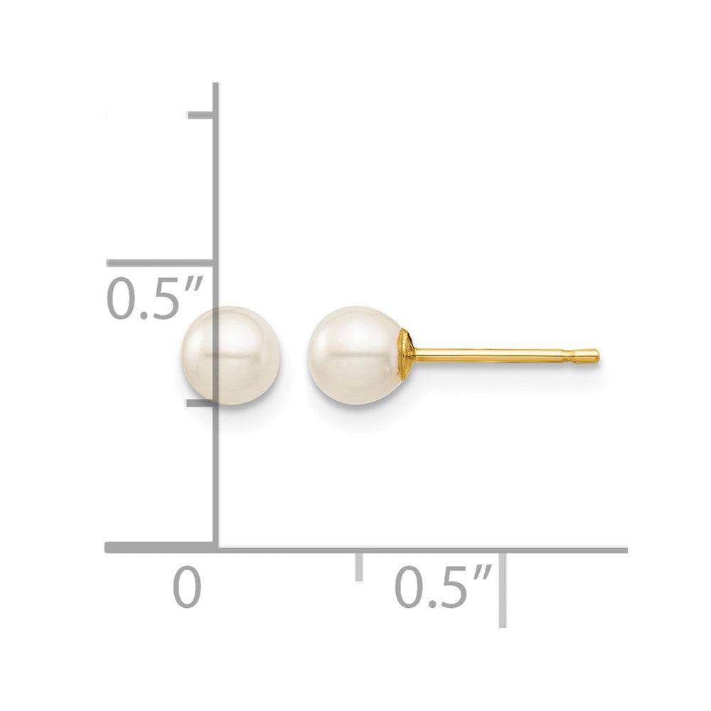 14k Madi K 4-5mm White Round Freshwater Cultured Pearl Post Earrings with Silicone Backs