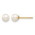 14k Madi K 4-5mm White Round Freshwater Cultured Pearl Post Earrings with Silicone Backs