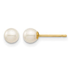 14k Madi K 4-5mm White Round Freshwater Cultured Pearl Post Earrings with Silicone Backs