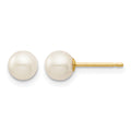14k Madi K 5-6mm White Round Freshwater Cultured Pearl Post Earrings with Silicone Backs