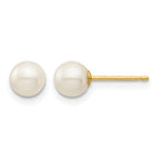 14k Madi K 5-6mm White Round Freshwater Cultured Pearl Post Earrings with Silicone Backs