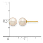 14k Madi K 6-7mm White Round Freshwater Cultured Pearl Post Earrings with Silicone Backs