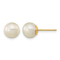 14k Madi K 7-8mm White Round Freshwater Cultured Pearl Post Earrings with Silicone Backs