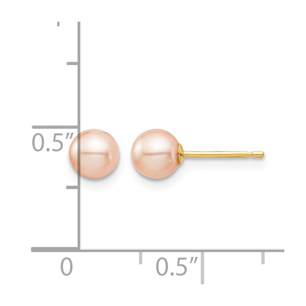 14k Madi K 5-6mm Pink Round Freshwater Cultured Pearl Stud Post Earrings with Silicone Backs