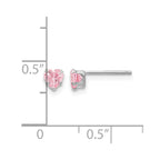 14k White Gold Madi K 4mm Pink CZ Heart Post Earrings