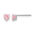 14k White Gold Madi K 4mm Pink CZ Heart Post Earrings