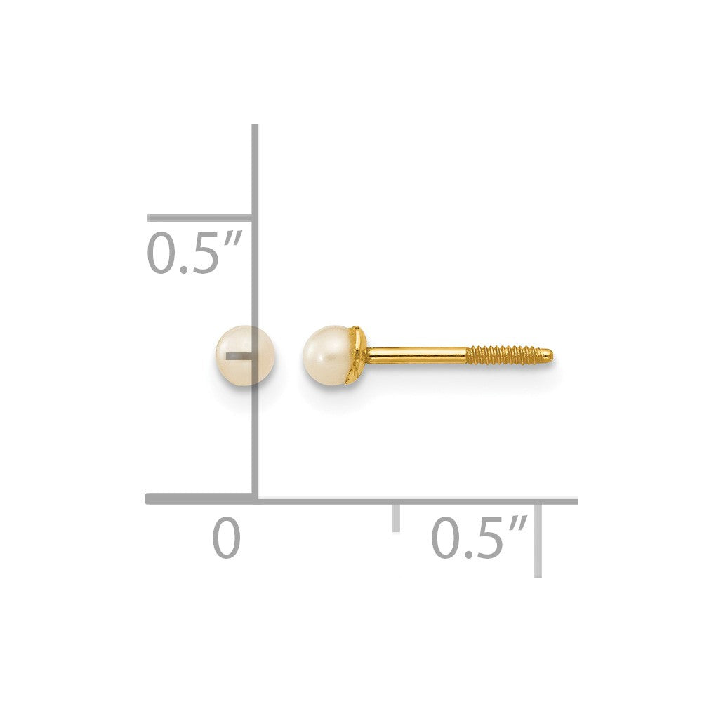 14k Madi K 2.5-3.5mm White Button Freshwater Cultured Pearl Screwback Post Earrings