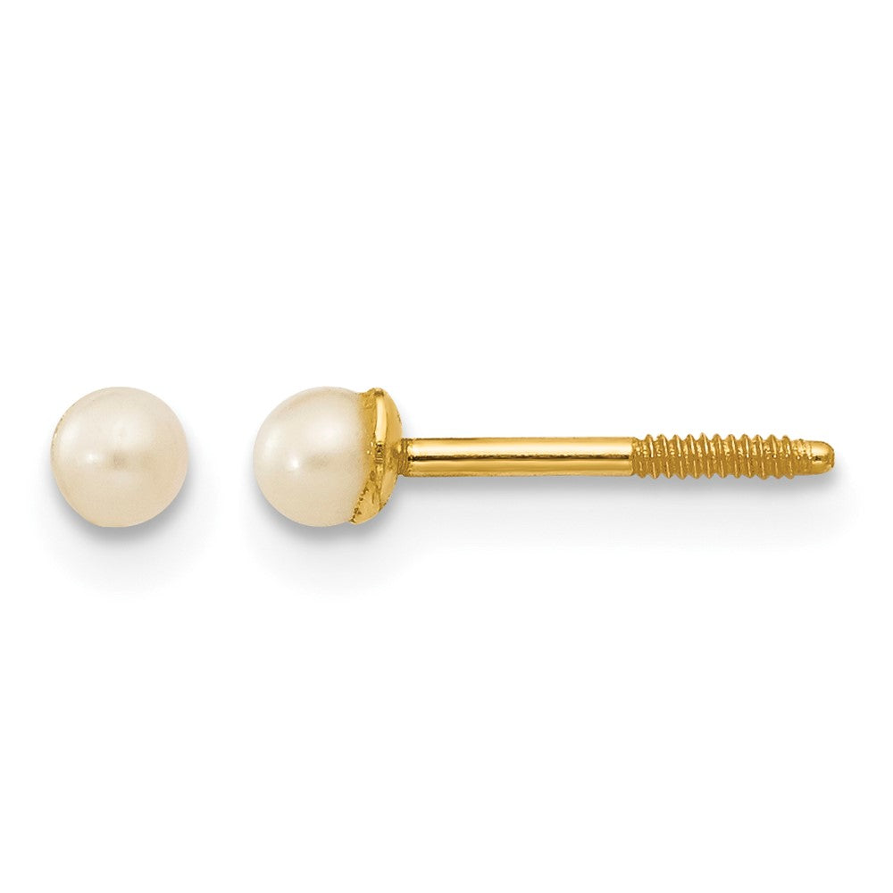 14k Madi K 2.5-3.5mm White Button Freshwater Cultured Pearl Screwback Post Earrings