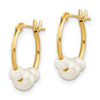 14k Madi K 4-6mm White Semi-Round Freshwater Cultured 3-Pearl Hoop Earrings