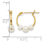 14k Madi K 4-6mm White Semi-Round Freshwater Cultured 3-Pearl Hoop Earrings
