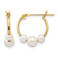 14k Madi K 4-6mm White Semi-Round Freshwater Cultured 3-Pearl Hoop Earrings