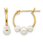 14k Madi K 4-6mm White Semi-Round Freshwater Cultured 3-Pearl Hoop Earrings