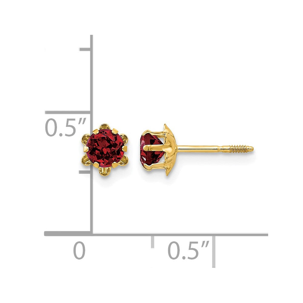 14k Madi K 4mm Round CZ January Birthstone Screwback Post Earrings