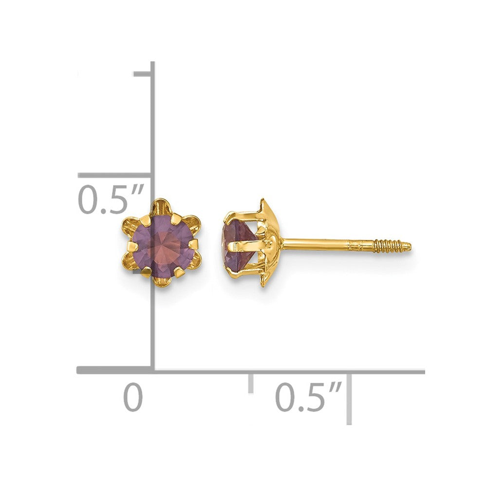 14k Madi K 4mm Round CZ February Birthstone Screwback Post Earrings
