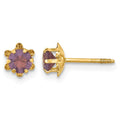 14k Madi K 4mm Round CZ February Birthstone Screwback Post Earrings