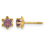 14k Madi K 4mm Round CZ February Birthstone Screwback Post Earrings