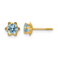 14k Madi K 4mm Round CZ March Birthstone Screwback Post Earrings