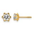 14k Madi K 4mm Round CZ April Birthstone Screwback Post Earrings