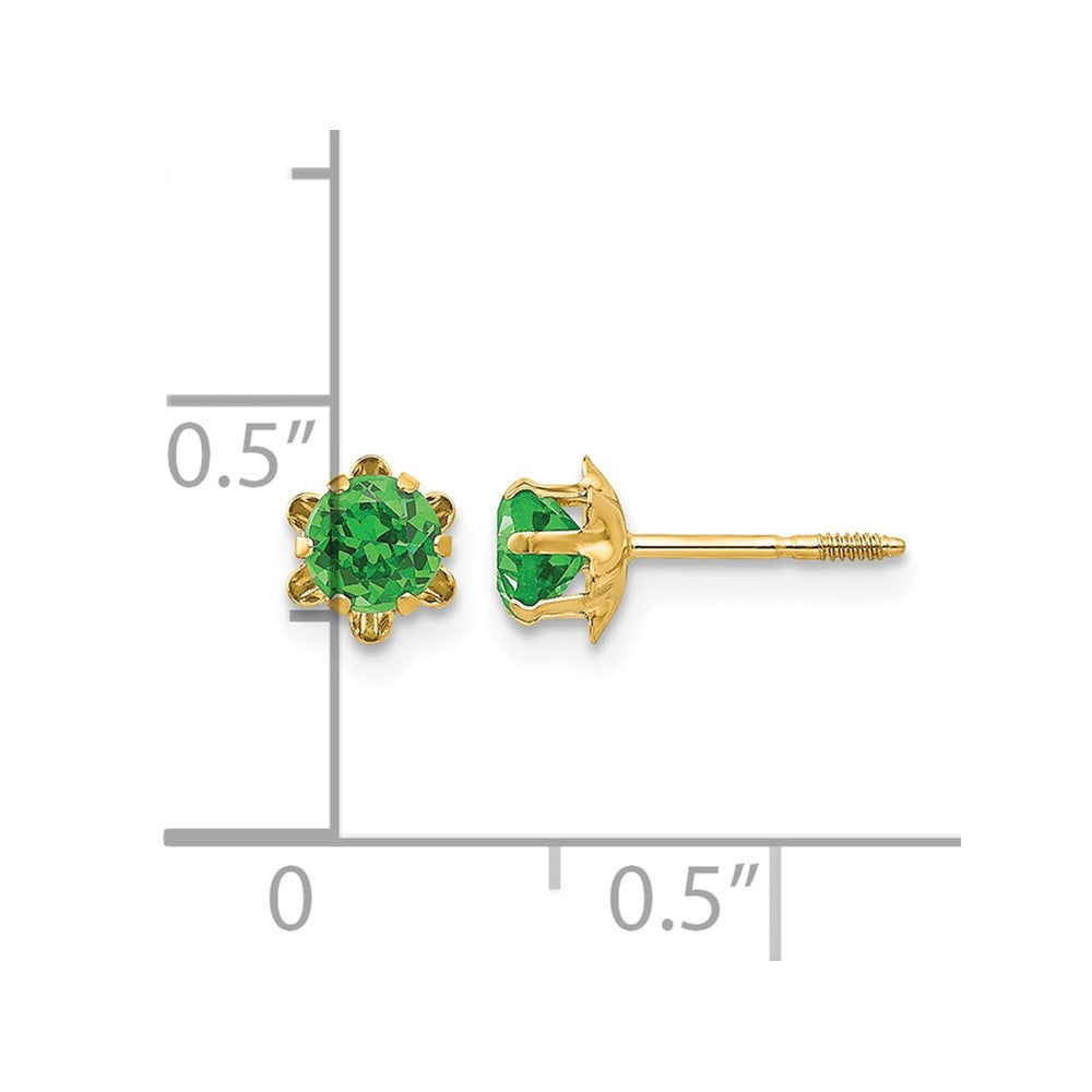 14k Madi K 4mm Round CZ May Birthstone Screwback Post Earrings