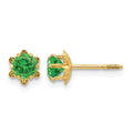 14k Madi K 4mm Round CZ May Birthstone Screwback Post Earrings