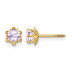 14k Madi K 4mm Round CZ June Birthstone Screwback Post Earrings