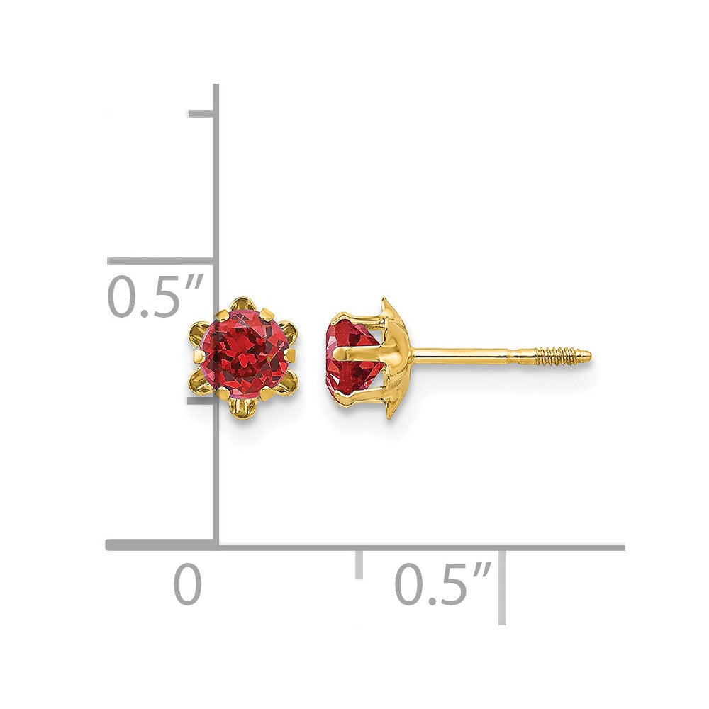 14k Madi K 4mm Round CZ July Birthstone Screwback Post Earrings