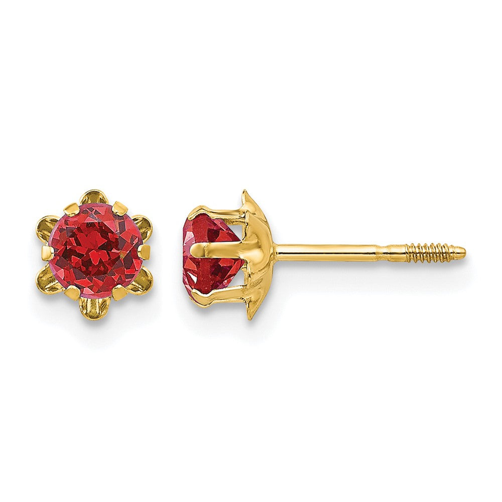 14k Madi K 4mm Round CZ July Birthstone Screwback Post Earrings