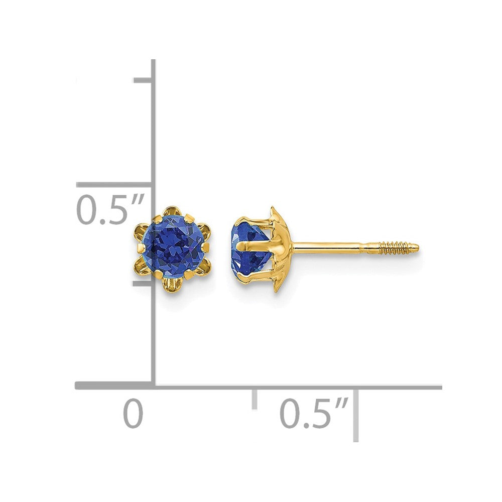 14k Madi K 4mm Round CZ September Birthstone Screwback Post Earrings