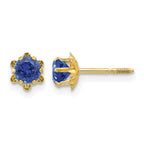 14k Madi K 4mm Round CZ September Birthstone Screwback Post Earrings