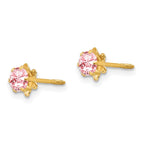 14k Madi K 4mm Round CZ October Birthstone Screwback Post Earrings