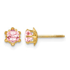 14k Madi K 4mm Round CZ October Birthstone Screwback Post Earrings
