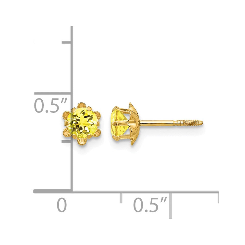 14k Madi K 4mm Round CZ November Birthstone Screwback Post Earrings