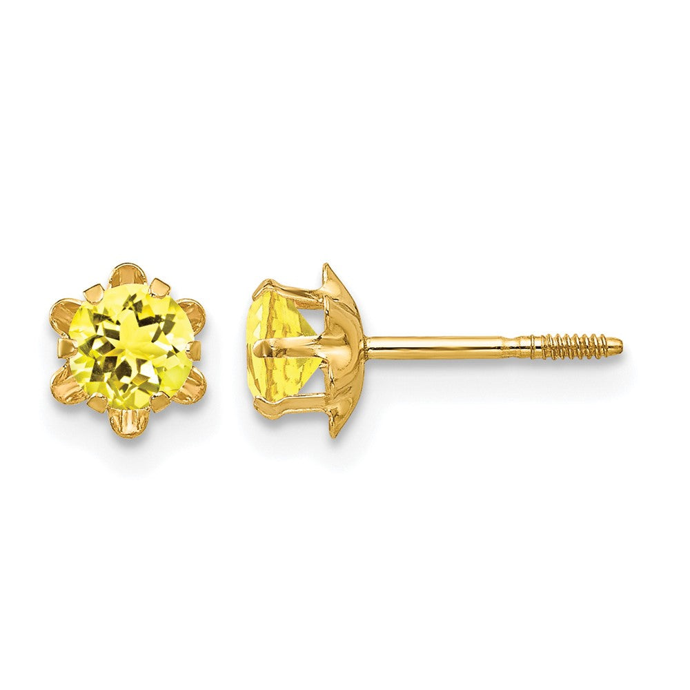 14k Madi K 4mm Round CZ November Birthstone Screwback Post Earrings