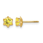 14k Madi K 4mm Round CZ November Birthstone Screwback Post Earrings