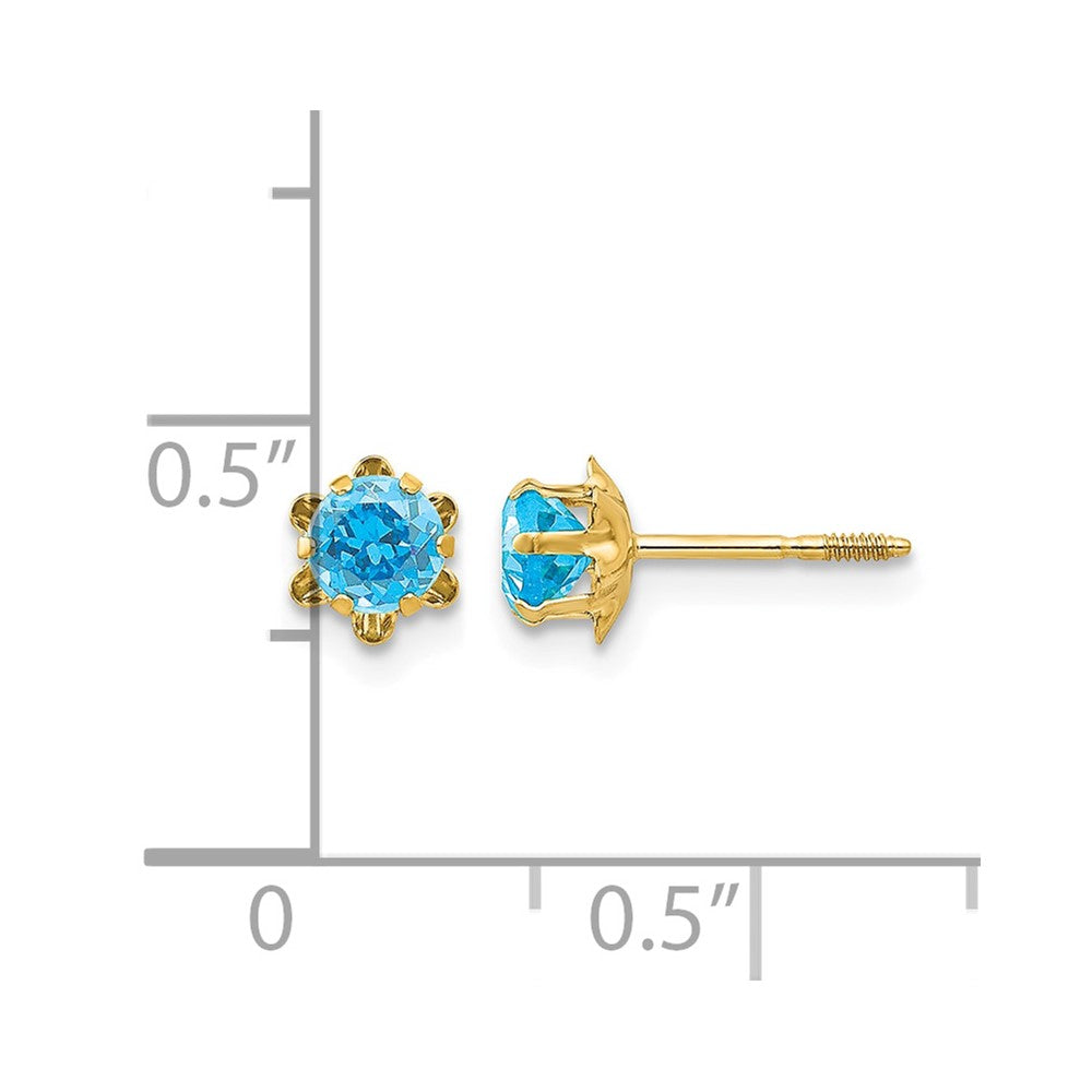 14k Madi K 4mm Round CZ December Birthstone Screwback Post Earrings