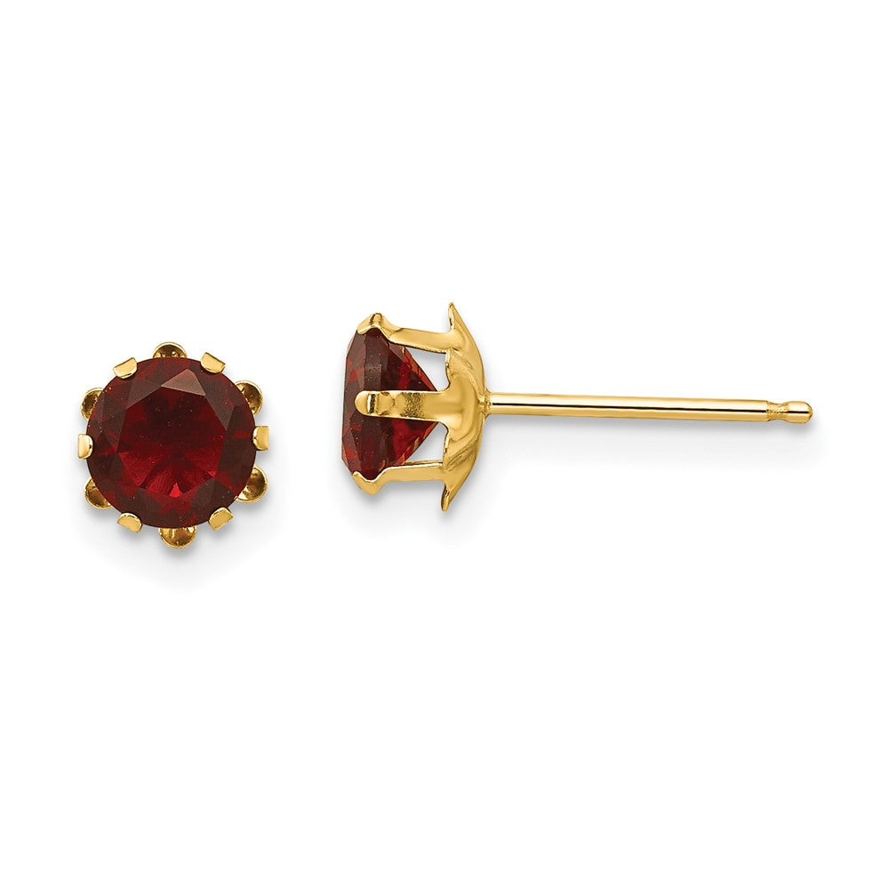 14k Madi K 5mm Round CZ January Birthstone Post Earrings